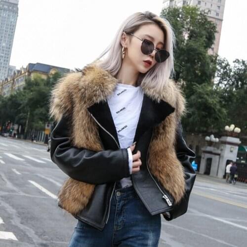 Winter Natural Fox Fur Coats Fur One Leather Grass Short Overcoat With Zipper Temperament Fashion Motorcycle Womens Jackets