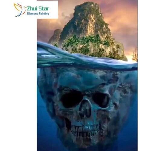 Zhui star 5d diy Diamond embroidery Skull island diamond painting Cross Stitch full square drill Rhinestone mosaic home adorn