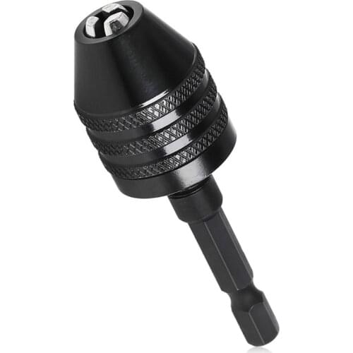 1/4" Keyless Drill Bit Chuck Adapter Converter Quick Change 0.6-6.5mm Hex Shank