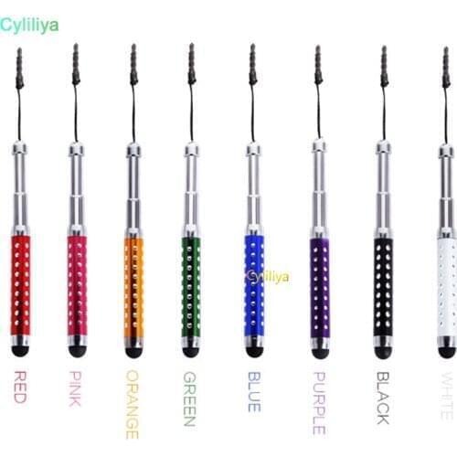 100pcs/lot Wholesale - capacitive stylus Retractable touch pen for iphone 7 6 5 Galaxy with diamond