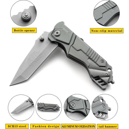 200mm (7.9'') Knife 58HRC Steel 8Cr13 Blade Folding Pocket Tactical Knives EDC for Self-Defense Survival Climbing Riding Camping