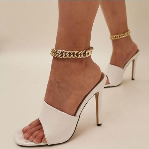 2021 Simple Gold Silver Color Chain Geometric Punk Densely Woven Anklets Boho Handmade Summer Multilevel Beach Anklet Jewelry