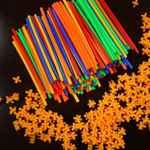 500-700pcs 4D Straw Building Blocks Tunnel Shaped Stitching Inserted Construction Assembling Blocks Toys for Children Gifts