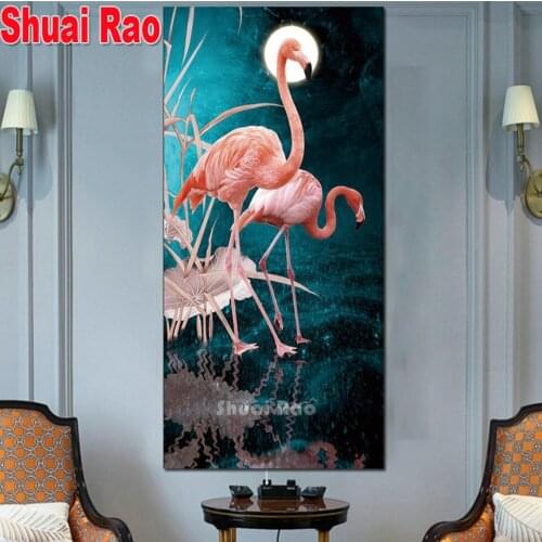 Full diamond painting Flamingo Love cross stitch diamond embroidery Birds mosaic 5d pattern Aisle Studio Entrance arts and craft