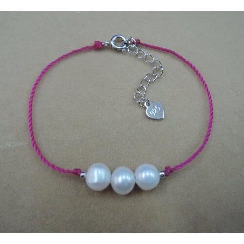 100% NATURE FRESHWATER PEARL Bracelet-AAAAA high good quality-3 pcs bracelets,rope bracelet ,egg shape pearl