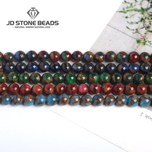Hand Made Gold color Stone Size 6 8 10 12mm Fashion Bracelet European And American Exaggerated Style Gold Loose gemstone beads