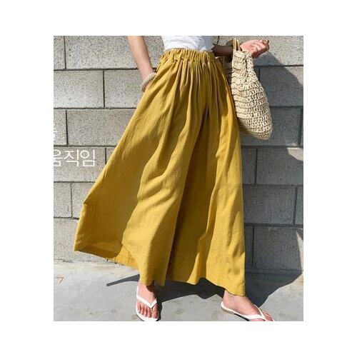 Solid Cotton Linen Wide Leg Pants 2021 Summer Pants for Women Elastic Waist Casual Fashion Women Clothing Women Trousers