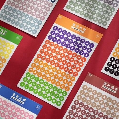 Yoofun Alphabet Letter Dots Number Sticker Colorful Adhesive Stickers Decorative Labels for Diary Album Planner School Office