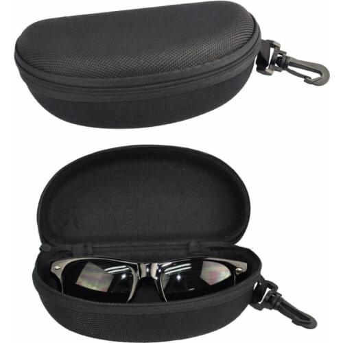 16x4.5CM Eye Glass Case Zipper Closure Hard Glasses Box Sunglass Protector with Belt Clip Black