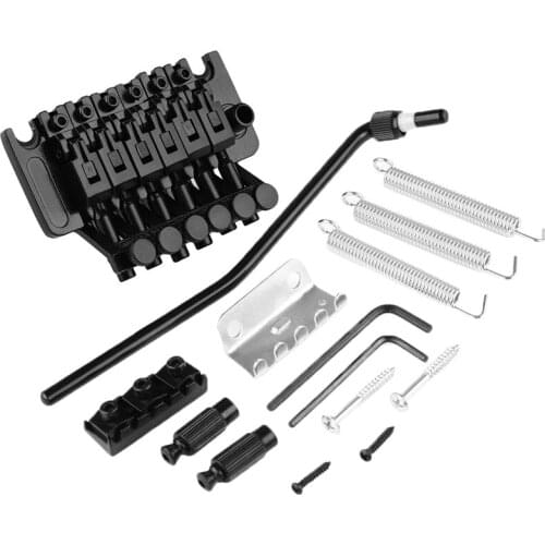 Electric Guitar Double Tremolo Bridge Assembly System for Lic Ibanez Parts Replacement 1 Set (Black)