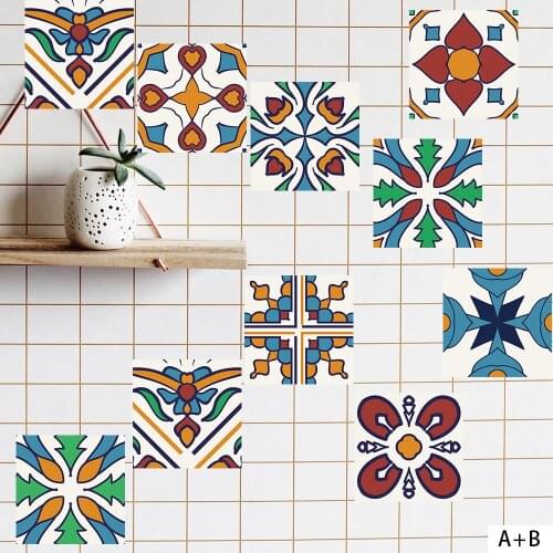 European Classical Black and White Tile Waterproof Sticker DIY Splicing Creative Decorative Flower Brick Wall Sticker