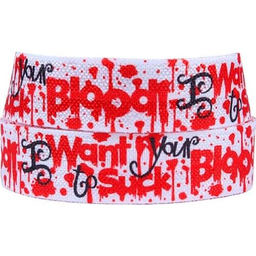 FLRA FOE(50 yards/lot) Wholesale Halloween foe new arrival blood printed fold over elastic