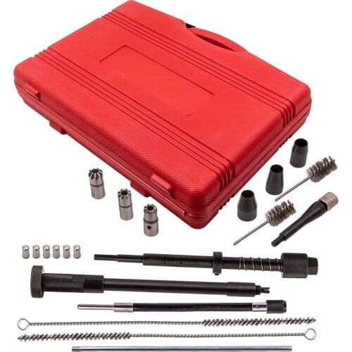 Injector Seats Cleaning Set Seats Cutters Guide Seal Puller Brushes Tools 21pcs