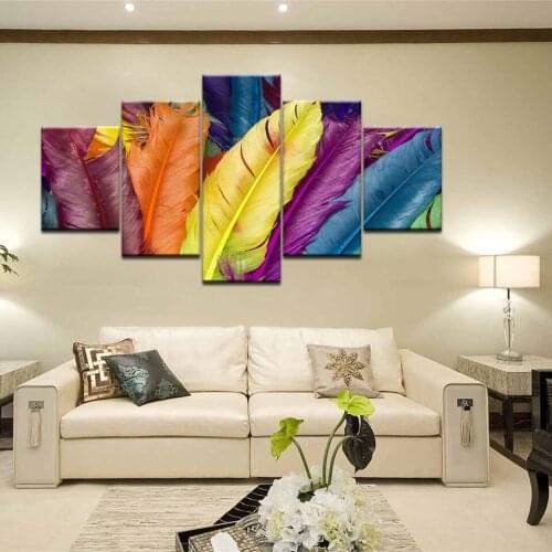Oil Paintings on Canvas Feather color multicolor Modern Abstract Painting Wall Art Home Decor Picture for Living Room Bedroom
