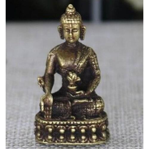 Chinese pure brass Medicine Buddha small statue