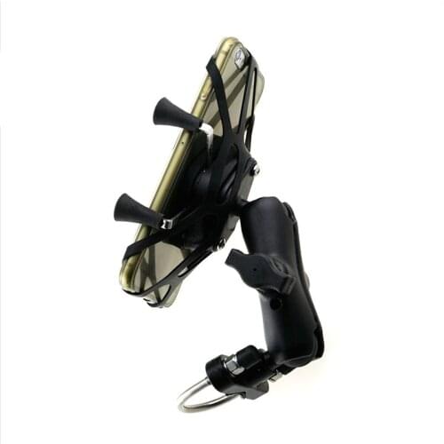Motorcycle Scooter Handlebar Rail Mount with U-Bolt Base and Universal Grip Cell Phone Holder for 3.5-5.5 inch Smart Phones