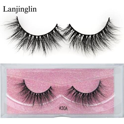 LANJINGLIN 1 pair fluffy wispy false eyelashes volume 3d mink lashes extension eye makeup natural long lash cruelty free #30A