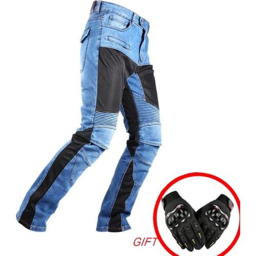 Summer Male Motorcycle Riding Pants Anti-drop Motorbike Jeans Protective Gear Protection Pants Stop Stone Motocross Trousers