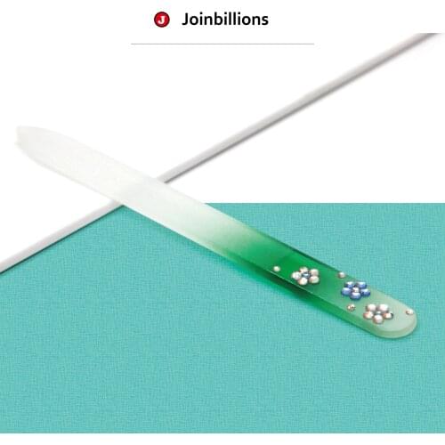 Manicure Glass Nail File in Gradient Color and with Acrylic Rhinestone