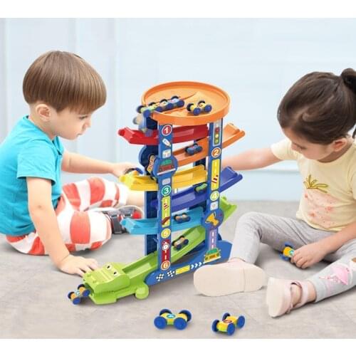 6 Mini Inertia Car Sliding Toy Vehicle &Train Baby Toddler Motor Skill Educational Kids Toys& 7/5-Layer Ramp Magical Race Track