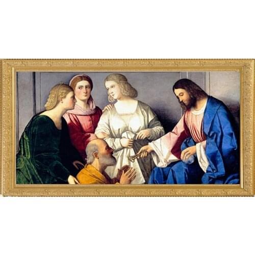 Golden panno Religious Cross Stitch Needlework DMC 14CT 11CT printed Canvas stamped white Portrait diy Embroidery kits Sets 07