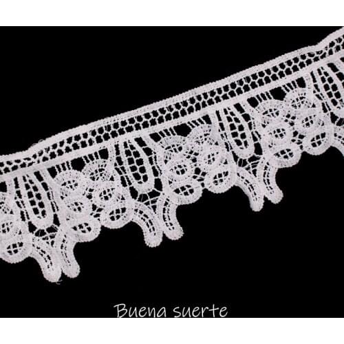 Buena Suerte 9.5cm New Black/White Embroidered Ribbon DIY Sewing Handmade Craft Materials African Lace Fabric 2018 High Quality