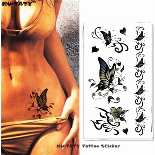 Nu-TATY Green Butterfly Temporary Tattoo Body Art Arm Flash Tattoo Stickers 17*10cm Waterproof Fake Henna Painless Tatto Sticker