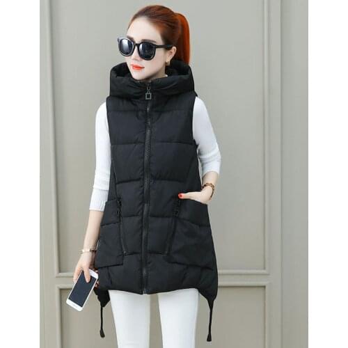 Autumn Winter Down Cotton Vest Coats Women Camouflage Hoodie Feather Waistcoat Women Long Slim Warm Vest Jacket colete feminino