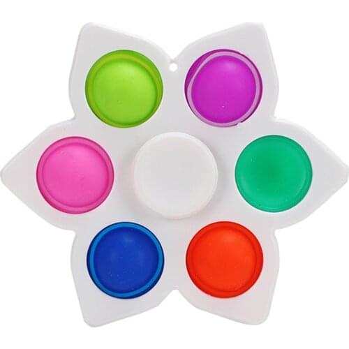 Sunflower Simple Dimple Fidget Gyro Keychain Push Bubble Sensory Toy Anti-stress Relaxing Fidget Autism Toys for Adults Kid
