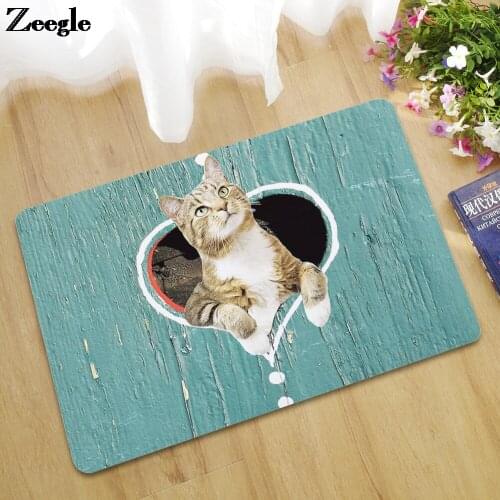 Zeegle Animal Printed Kitchen Carpet Bedroom Rubber Rug Dustproof DoorMat Anti-slip Home Decor Floor Mat Dustproof Door Mat