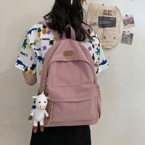 Schoolbag Students Korean Casual Junior High School Ins Wind Backpack Less Solid Color Backpack for Primary School Students