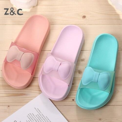 Bow Slippers Women wear Fashionable Indoor Anti-Slip bath Soft Bottom Lovely Korean Tasteless Home Sandals Fashion Shoes 2020