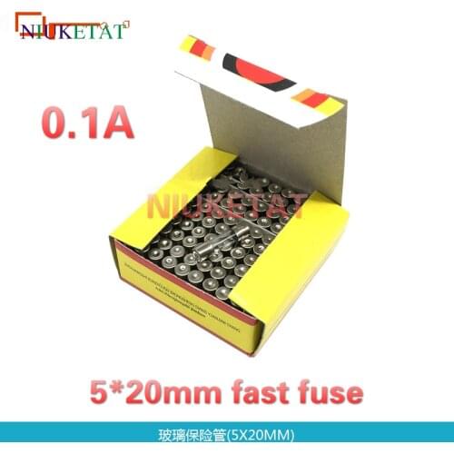 100pcs/box 5*20mm 0.1A 250V Fast fuse 5*20 F0.1A 100mA 250V Glass Fuse 5mm*20mm glass fuse New and original