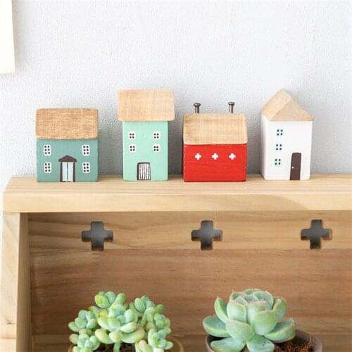 Japan Style Wooden House Ornaments Table Decor Wood Forest Architecture Desk Miniature Craft Work Home Kids Room Nursery Decor