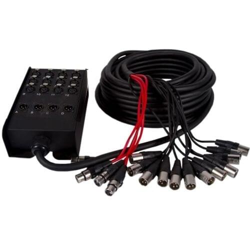High quality KL Pro Audio 16 Channel- (12 x 4 Channel) 160' (50M) XLR Mic Stage Snake Cable with Box
