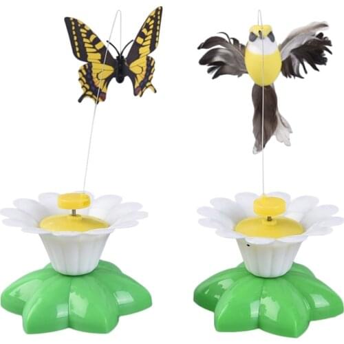 Pet Cat Kitten Play Toy Electric Rotating Butterfly Steel Wire Cat Teaser Toys