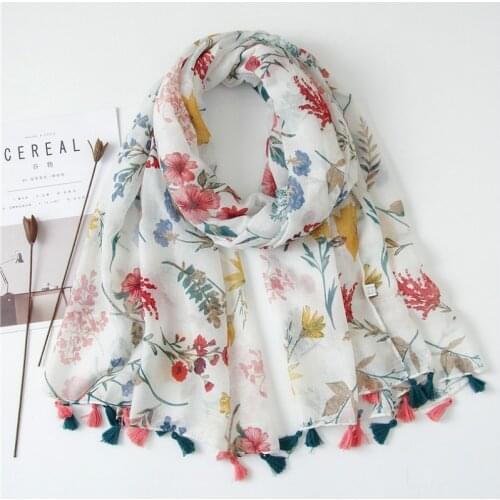 Woman Cotton Shawl Spring Summer Winter Large Sunscreen Scarf with Tassels Cozy Soft Wraps Femme V9A185084