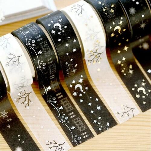 1Pcs Kawaii Washi Tape Decoration Cute Moon Star Tree Pattern Paper Masking Tape Office Supplies Stationery Decorating Tape Gift