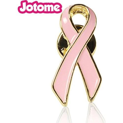 100pcs/lot Silver Tone Clear Rhinestone Crystal Diamant Pink Enamel Ribbon Bow Brooch Breast Cancer Awareness Pins