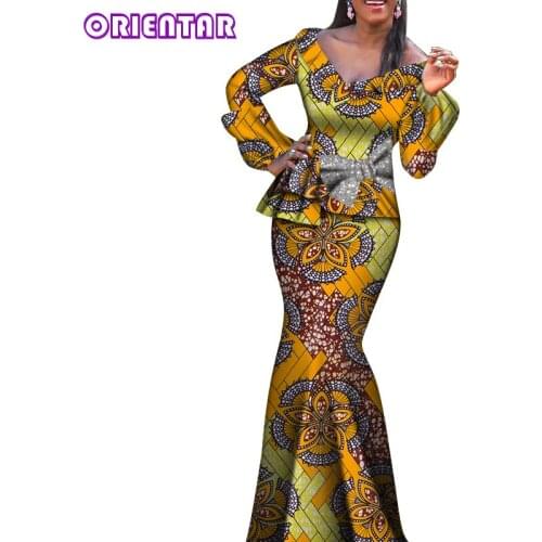 African Clothes for Women 2 Pieces Set Skirt + Tops Traditional African Clothing Party Dress Skirts Set Private Custom WY8684