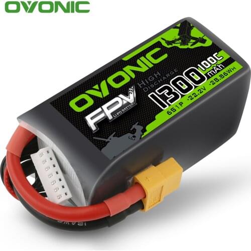 OVONIC 22.2V 100C 6S 1300mAh LiPo Battery Pack with XT60 Plug for Freestyle FPV Quadcopter 4PCS 1PCS