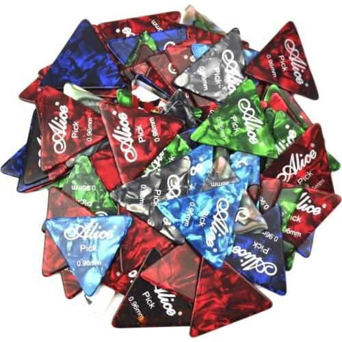 Alice 100pcs Heavy 0.96mm 355 Triangle Guitar Picks Plectrums Assorted Colors Celluloid
