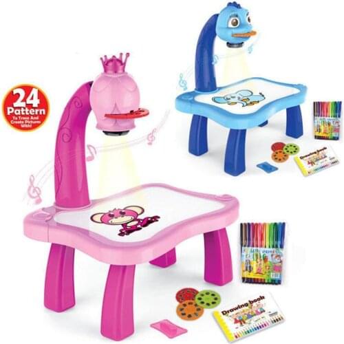 Kids Toy Painting Drawing Table Led Projector Music Toys Kids Arts and Crafts for Kids Children Notebook Pen Office Toddler Toy