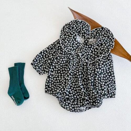 Baby Girl Bodysuits Autumn New Floral Doll Collar Infant Long Sleeve Cotton Triangle Jumpsuit Spring Baby Clothes Outfit