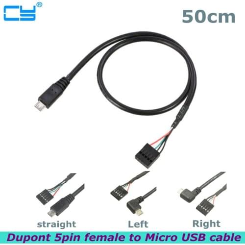 USB cable Micro 5Pin left bend male / DuPont 2.54/1*5P USB file line 0.5m Android mobile phone data cable