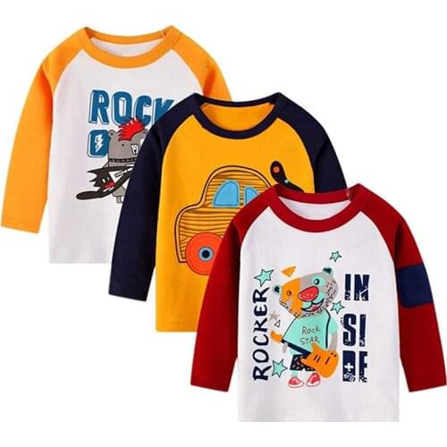 Boys Long Sleeve T-Shirt Cotton Casual Winter Crewneck Basic Active Tops Tee Tunic Shirts 3 Packs Sets
