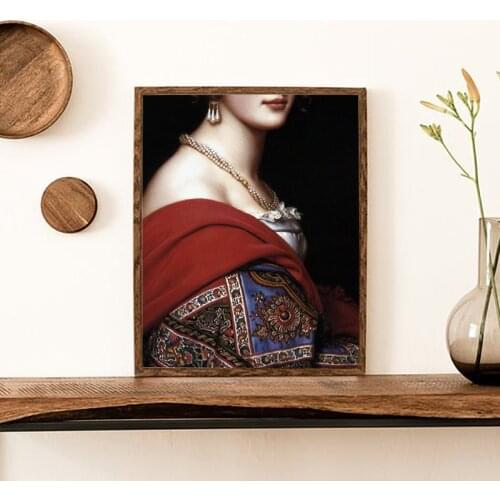 Altered Vintage Female Portrait Poster Eclectic Art Prints Feminine Oil Painting on Canvas Surreal Rococo Baroque Wall Decor