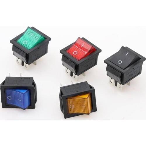 KCD4 ON-OFF 16A 250VAC/20A 125VAC Red Button Light Rocker Switch 4 Pin Rocker Power Switch