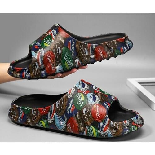 Summer Slippers 4cm Heels Fashion Men Slipper Graffiti Male Shoes For 2021 New Arrivals Men Shoes Waterproof Slippers For Men