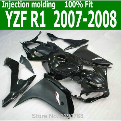 Hot sale Fairings For YAMAHA YZF R1 07 08 ( Glossy & glossy black ) FREE CUSTOM Injection fairing kit CQ12